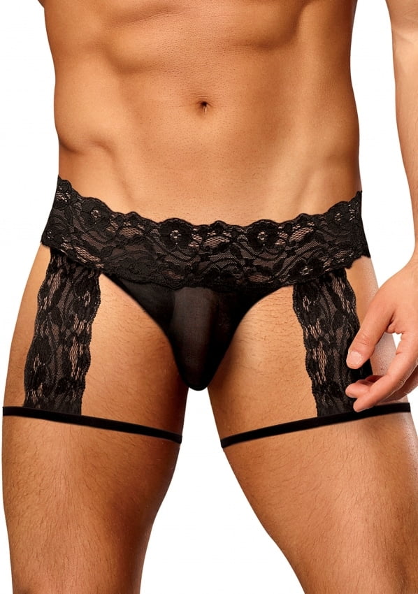 Male Power - G-String Kousenband Short - Zwart