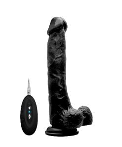 Vibrating Realistic Black Cock 27 cm - With Scrotum