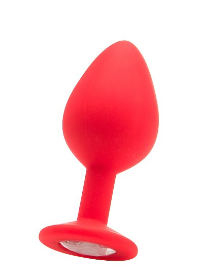 Siliconen butt plug Rood Large met diamant