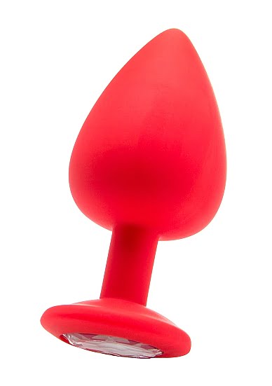Siliconen butt plug Rood met diamant - Extra Large