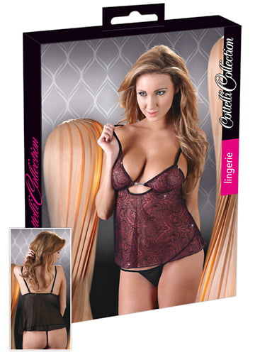 Bordeaux rode babydoll met glitters
