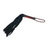 Suede flogger / zweep in het zwart met rood