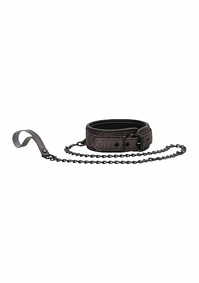 Elegant Collar With Leash - Titanium Grey
