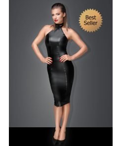 Noir Handmade Pencil Dress met Collar