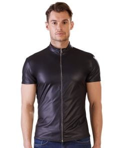 Wetlook heren shirt met rits