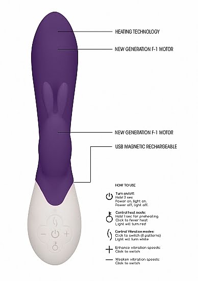 Flame - Rechargeable Heating G-Spot Rabbit Vibrator - Paars - Afbeelding 5