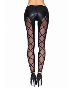 CAMIRI Wetlook and Mesh Leggings - Black