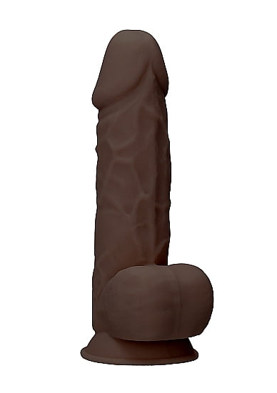 Real Rock - Silicone Dildo met Ballen - Bruin - 21.6 cm