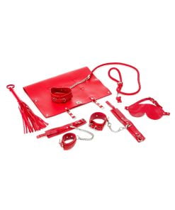 Zenn Toys - 9 Delige echt Lederen Bondage Set - Rood