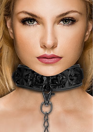 Ouch! Luxury Collar with Leash - Zwart