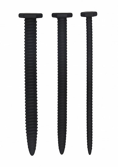 Silicone Rugged Nail Plug Set - Urethral Sounding - Zwart