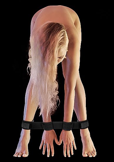 Spreader Bar with Hand and Ankle Cuffs - Zwart