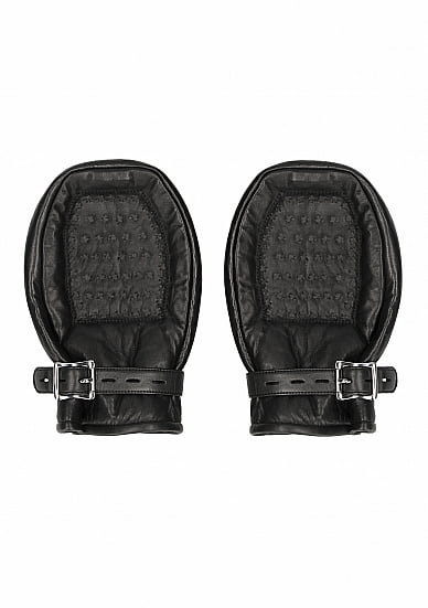 Pain - Bondage Mittens Padded With Metal Teeth - Zwart