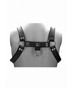 Pain - Leather Male Chest Harness - Zwart