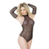 Fetish Visnet Teddy met Handschoenen - Plus Size
