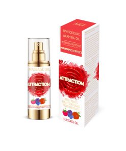 Attraction - feromonen massageolie verwarmend Rood Fruit - 30ml