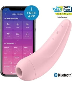 Satisfyer Curvy 2+ - Met app en Bluetooth - Luchtdruk vibrator met Vibratie - Licht roze