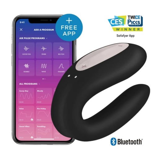 Satisfyer Double Joy Zwart - Met app en Bluetooth