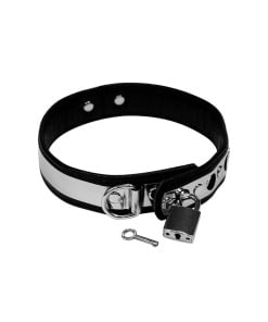 Rimba - Leder Halsband 3 cm breed met metaal en hangslot