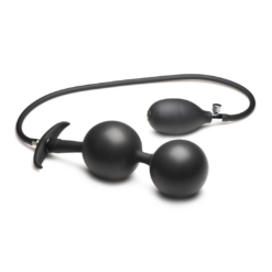 Ass Rattler - Gewogen Opblaasbare Siliconen Anale Plug - Zwart