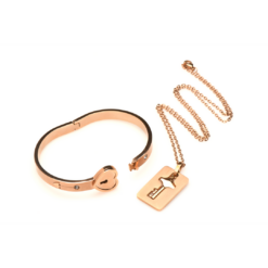 Geknoopte Sluiting Armband en Sleutelhanger Ketting - Roségoud