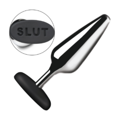 Butt Slut - Metalen en Siliconen Anale Plug - Zilver