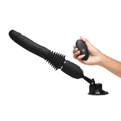 Ultimate Power Pounder - Vibrerende en Duwende Siliconen Dildo met Afstandsbediening - Zwart