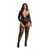 Bodystocking met gekruiste hals en jarretelles