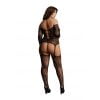 Bodystocking met gekruiste hals en jarretelles