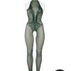 Bodystocking van visnet en kant - Midnight Green Plus Size