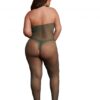 Bodystocking van visnet en kant - Midnight Green Plus Size