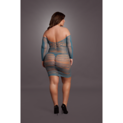 Langarm Net Mini Jurk - Koning Maat