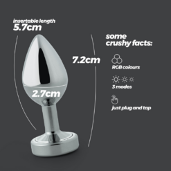 Borealis - Metalen Anale Plug met LED RGB - Klein - Zilver