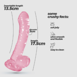 Hudini - Jelly Flexibele Anale Dildo - 6,9/ 17,5 cm - Roze