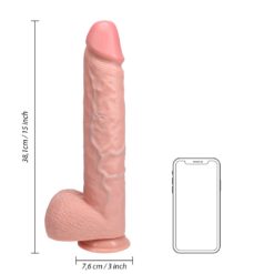 Extra Large Dildo met Ballen 38 cm - Huidskleur