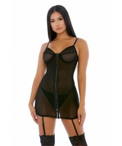 Forplay - Hook Me Up Chemise Set - Zwart