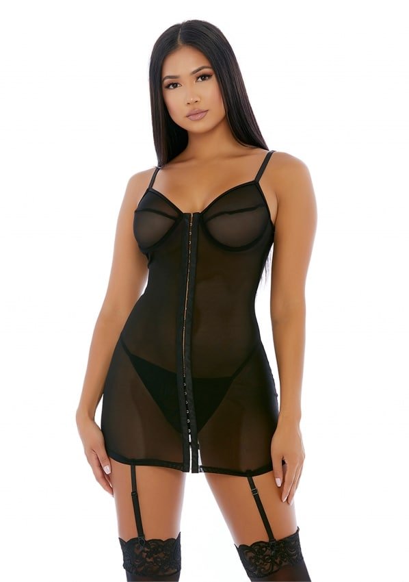 Forplay - Hook Me Up Chemise Set - Zwart