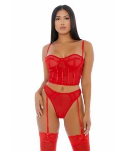 Forplay - Pure intimiteit mesh bustier set - rood