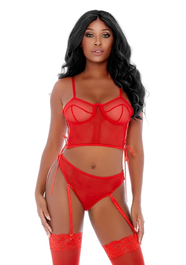 Forplay - Ring Me Up Bustier Set - Rood