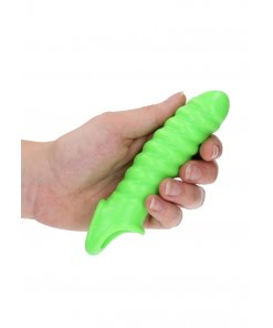 Glow in the Dark Dikke penis sleeve met ribbels