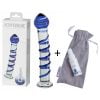 Joyride - Glazen Blauwe Dildo met ribbels - GlassiX Set 08