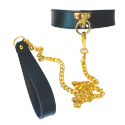 Kinky Diva – Collar met Riem - Zwart Goud