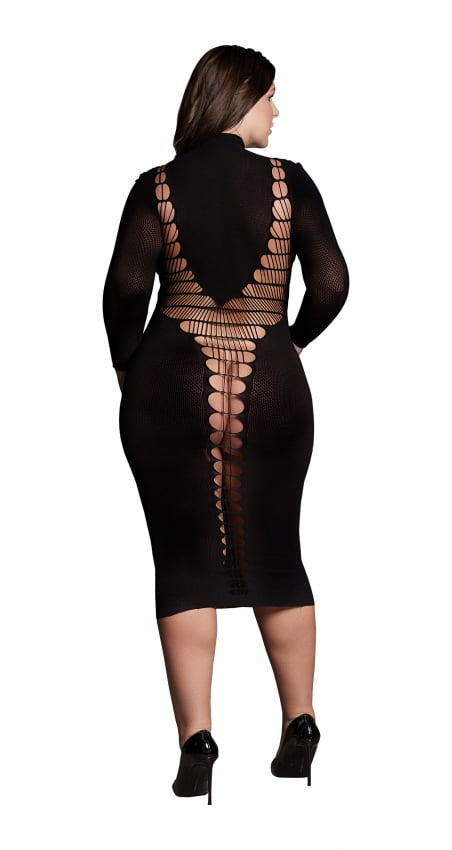 Lange zwarte jurk met Col