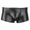 Latex look herenboxer met ritsen - Zwart