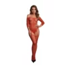 Le Desier- Glimmende bodystocking blote schouders - Rood