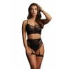 Le Desir Bliss - Tweedelige BH set met jarretels - Zwart One Size