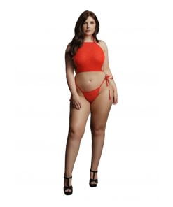 Le Desir - Sexy Strass Top en String Plus Size - Rood