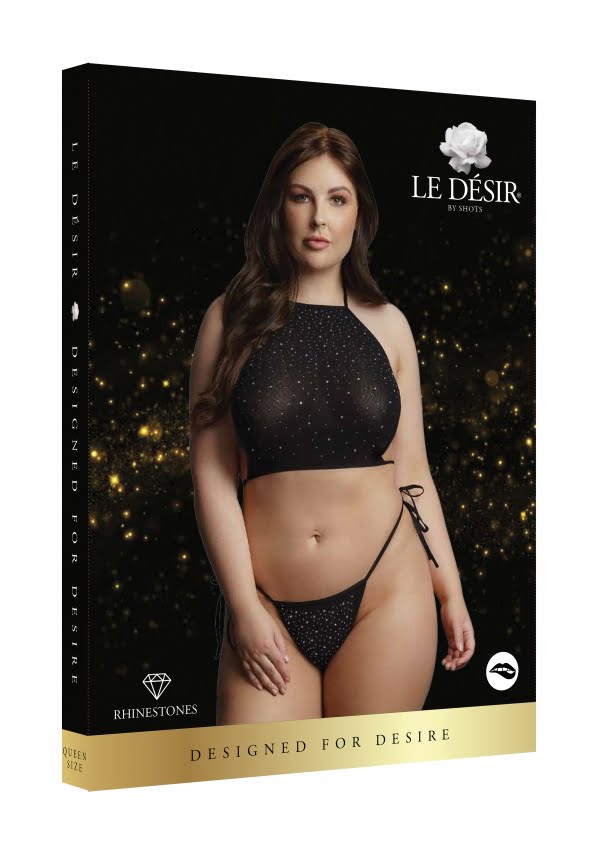 Le Desir - Sexy Strass Top en String Plus Size - Zwart