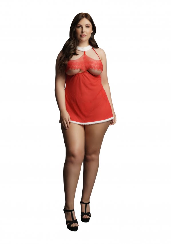 Le Desir - White Christmas Babydoll - Plus Size