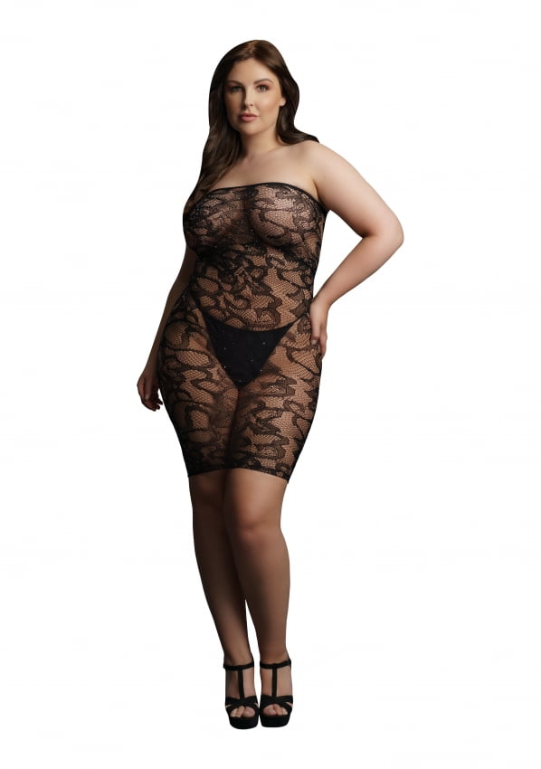 Le desir - Star Strass bodysuit Plus Size - Zwart